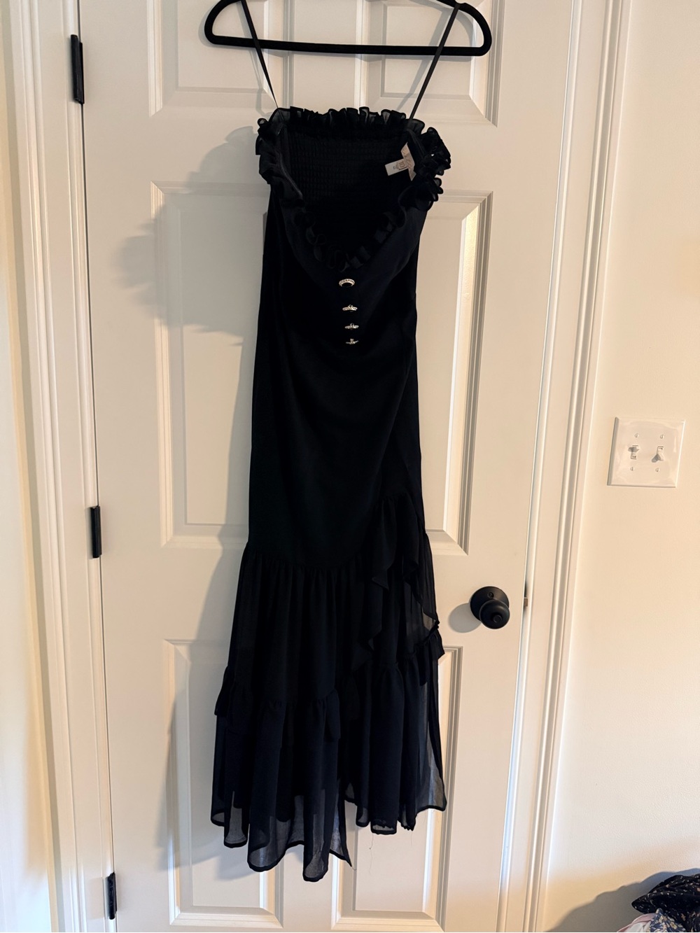 Hutch Black Ruffle-Trim Strapless Dress